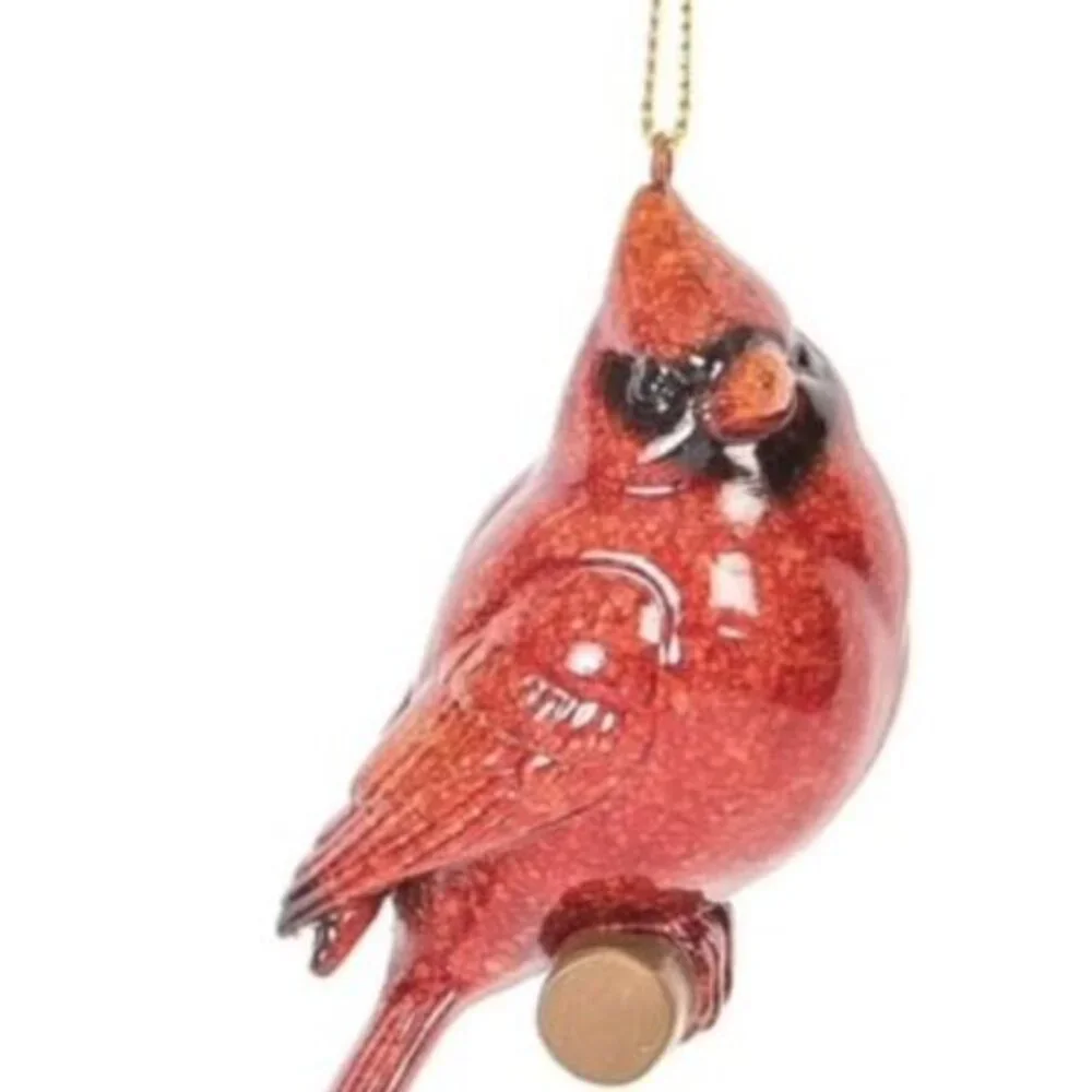 Set Of 3 Gallerie II Cardinal Bird Hanging Christmas Ornaments With Gold String‎
